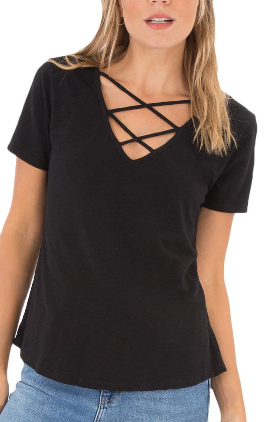 Rag Poets Kruger Caged Neck Women's Tee