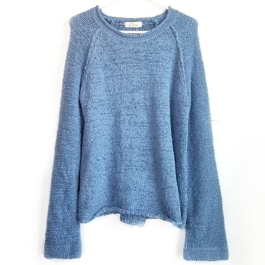 Elan Women's Sweater with Cut Out Back Dusty Blue