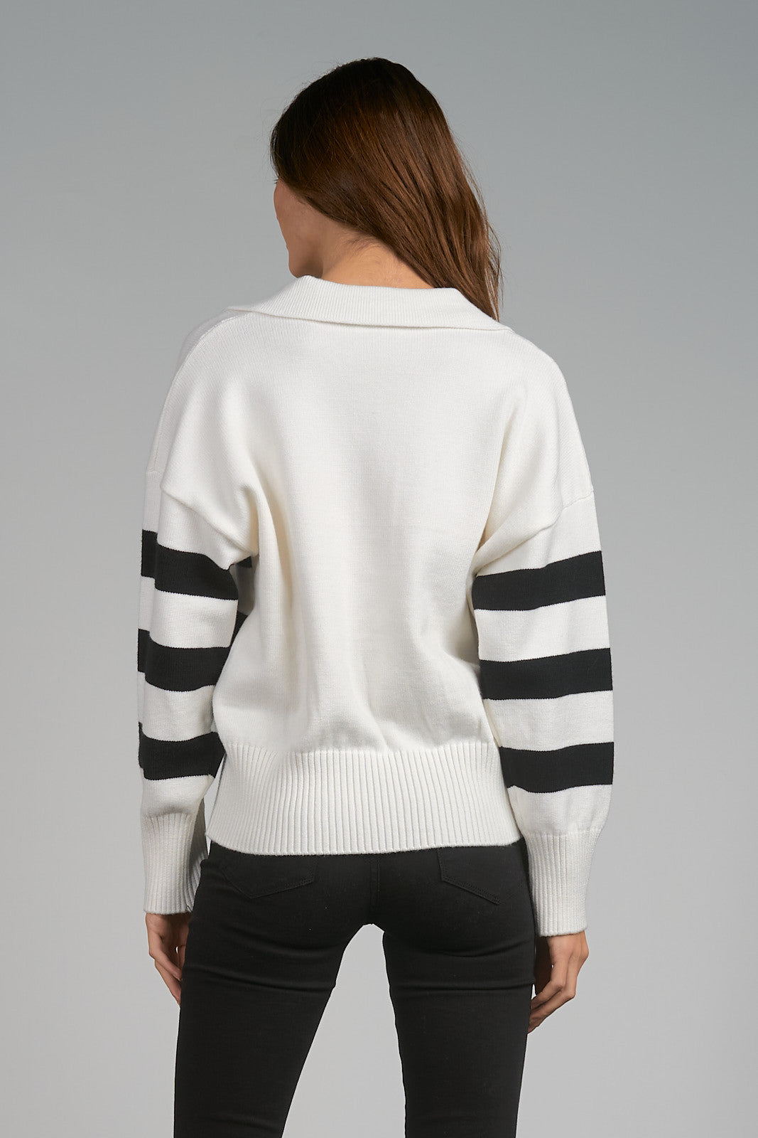Elan Polo Collard V-Neck Women's Sweater
