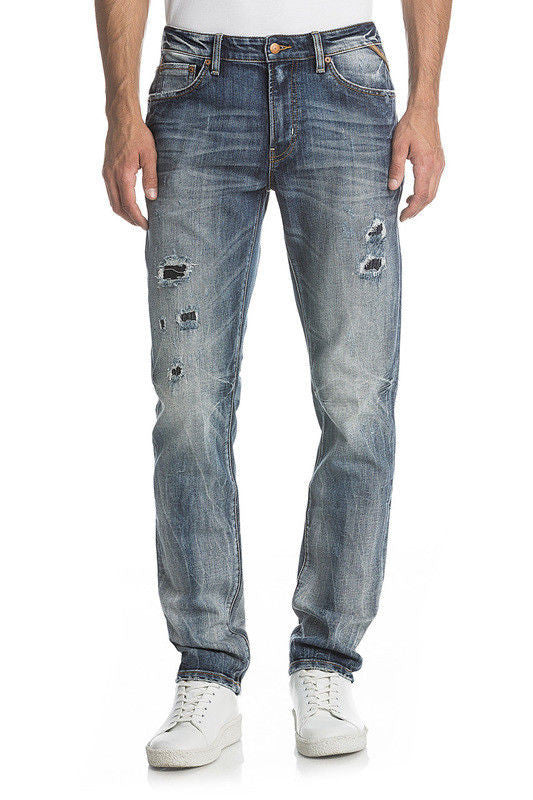 Remix by Rock Revival Destroyed Blue Alt Straight Men's Jeans