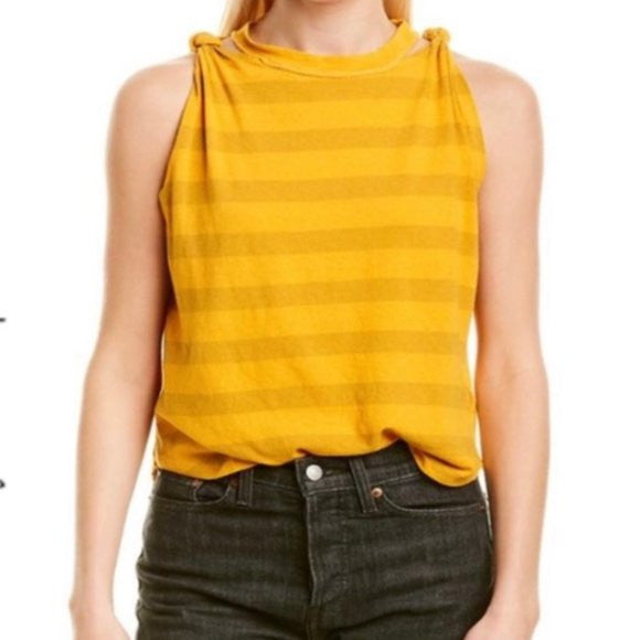 Free People The Twist Striped Tank Top in Mandarin