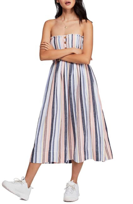 Women's Free People Lilah Strapless MIDI Dress - Blue