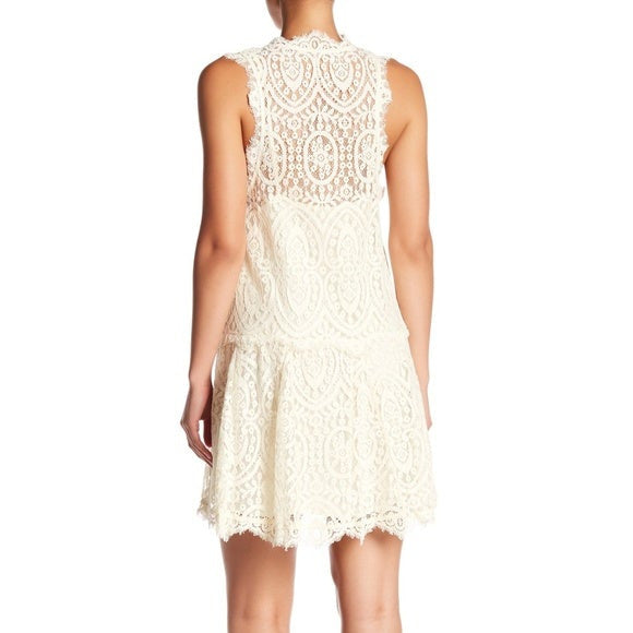 Free People Heart in Two Crochet Lace Mini Dress Ivory