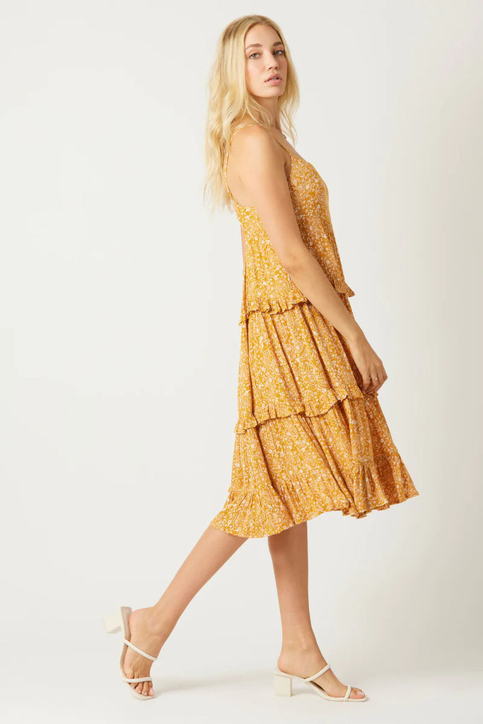 Bila 77 Flores Square Neck Dress Sunlit Haze