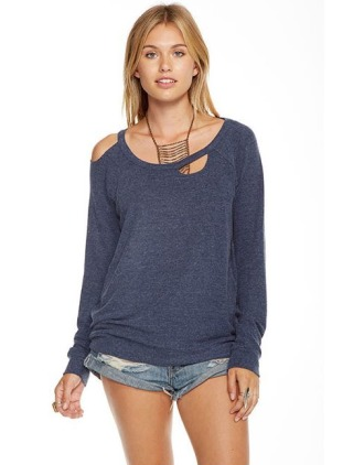 Chaser Love Knit Deconstructed Pullover Women's Top