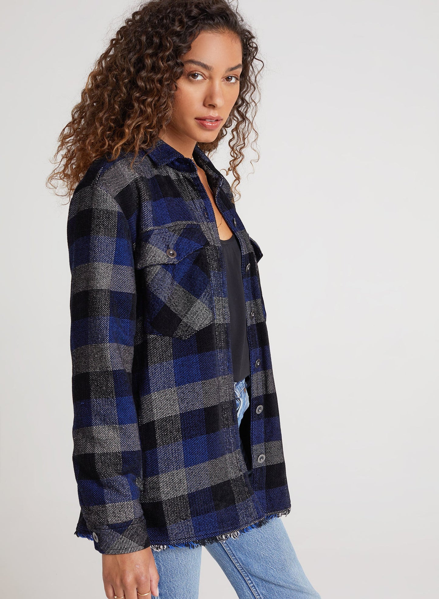 Bella Dahl Lined Women's Shacket in Black Check
