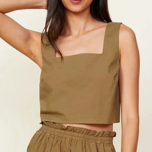 Monrow Poplin Tank - Verde