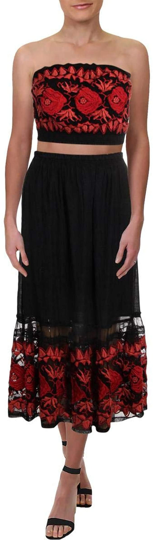 Free People 2PC Bandeau Maxi Women's Dress Black