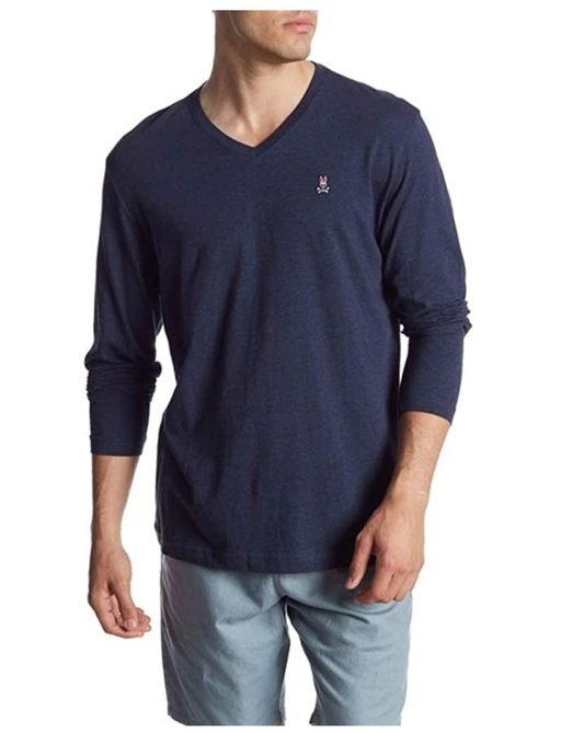 Psycho Bunny Long Sleeve V-Neck Men's Tee