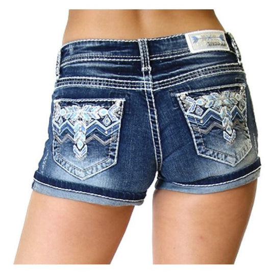 Grace in LA Women's Aztec Denim Shorts