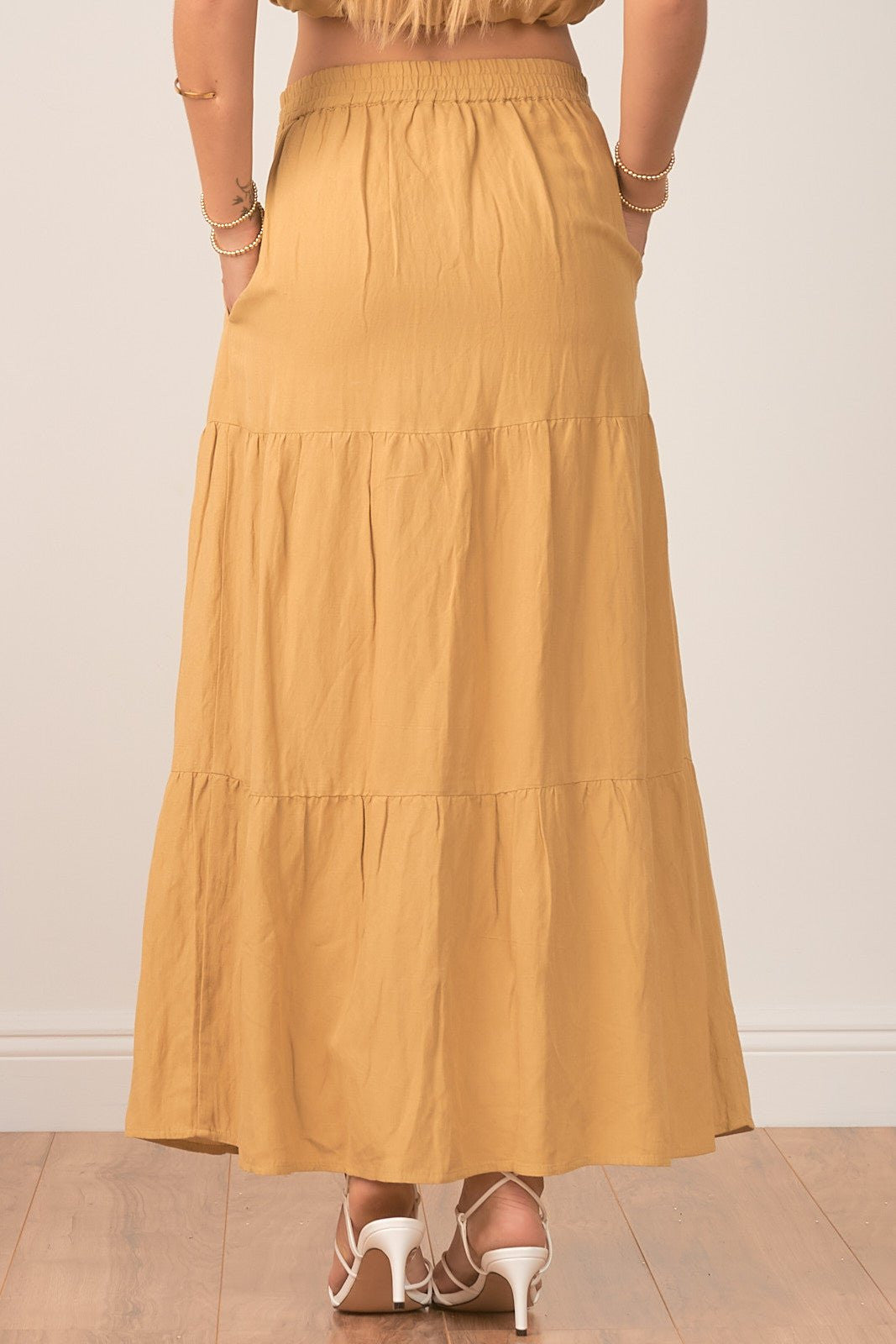 Elan Linen Maxi Tiered Women's Skirt