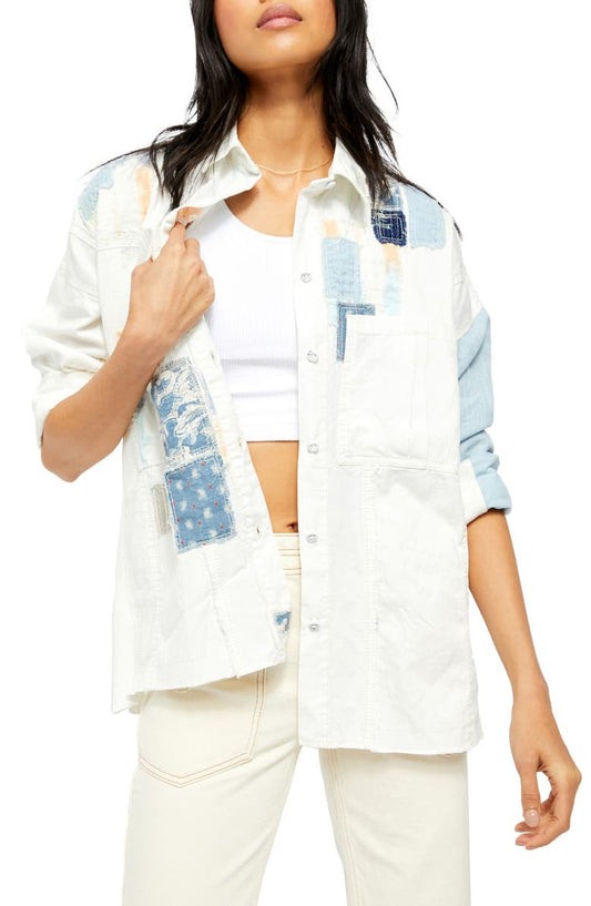 Free People Costa Ballena Patchwork Women's Shirt Jacket