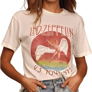 Daydreamer Led Zeppelin US 1975 Tour Women's Tee in Vintage White