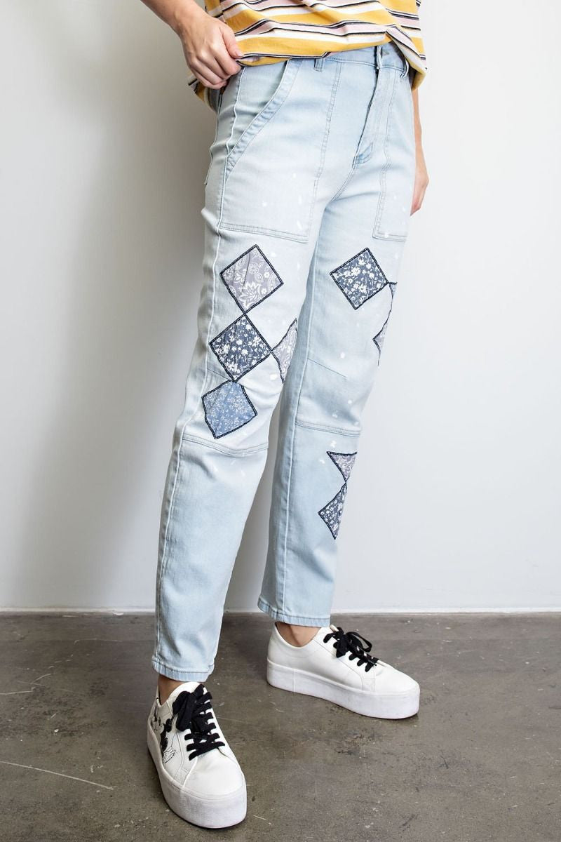 Easel Straight Leg Washed Denim Women's Jeans