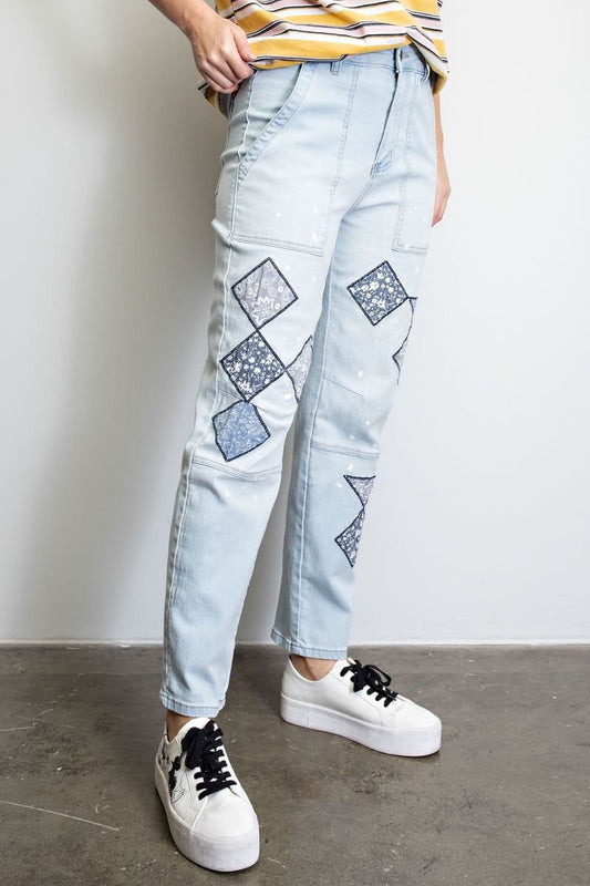 Easel Straight Leg Washed Denim Women's Jeans