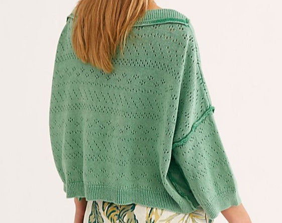 Free People Women's Sand Castle Ribbed Trim Cropped Pullover Sweater