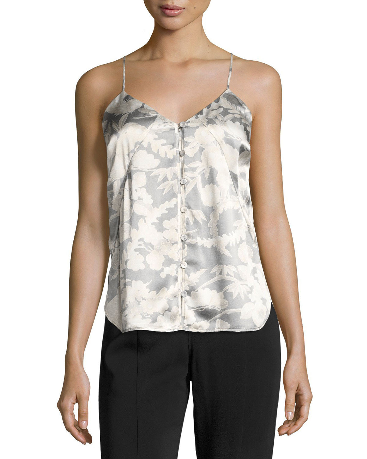 Elizabeth and James Carlo P. Button-down Silk Camisole Tank - White In Powder