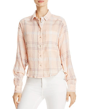 Free People Women's Paradise Garden Cropped Cutie Button Up Shirt