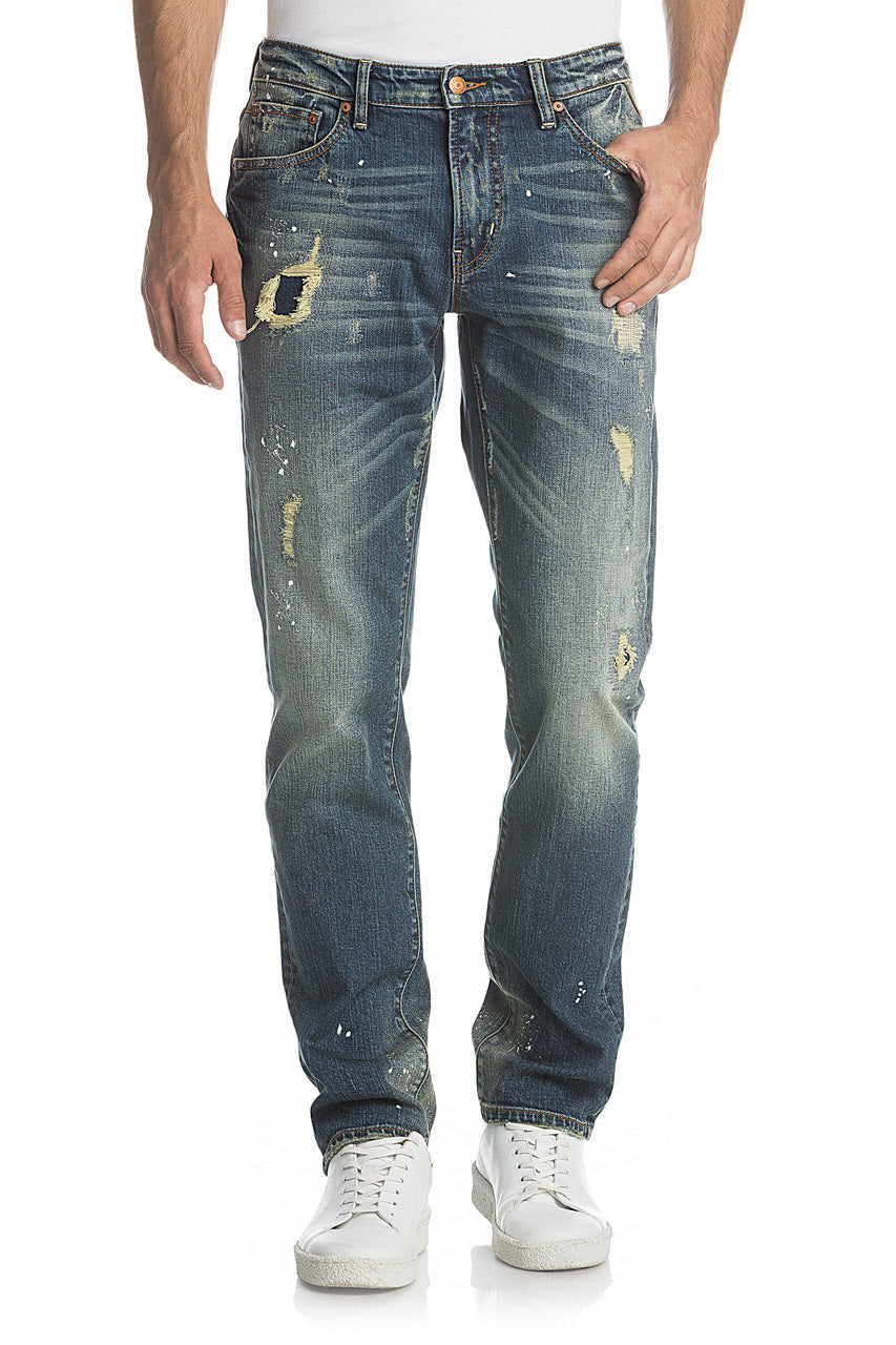Remix By Rock Revival Destroyed Vintage Blue Alt Straight Men's Jeans