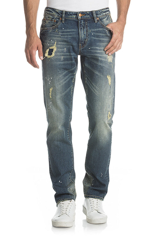 Remix By Rock Revival Destroyed Vintage Blue Alt Straight Men's Jeans