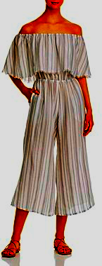 Elan Taupe Striped Jumpsuit