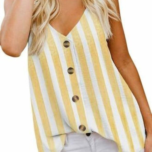 Lily Clothing Striped Button Down Top - Yellow