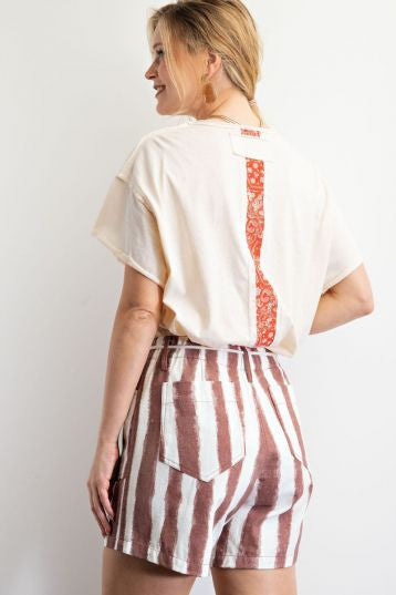 Easel Striped Print Cotton Twill Women's Shorts