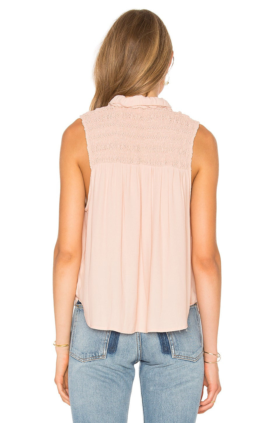 Free People Pink Ruffle Me Up Top