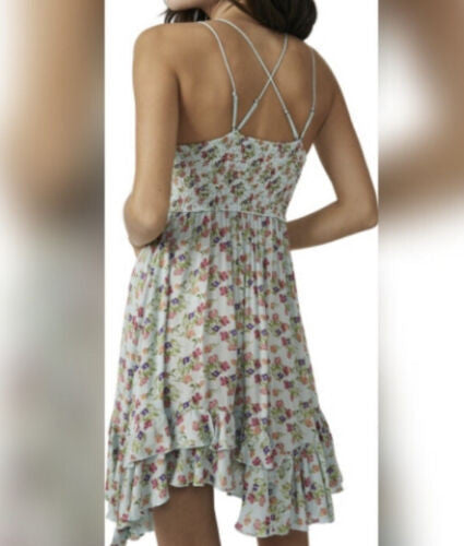 Free People Adella Floral Frilled Chemise -Sky Blue Combo