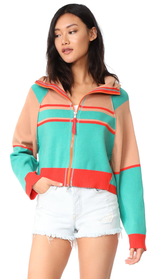 Free People Stripes For Days Zip Up