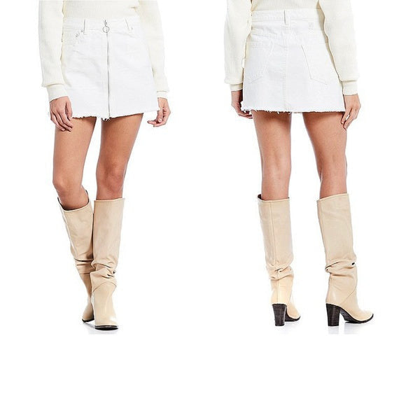 Free People White Zip It up Mini Skirt