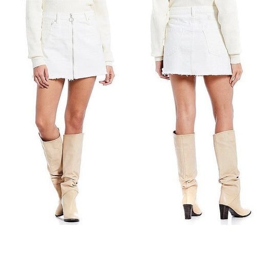 Free People White Zip It up Mini Skirt