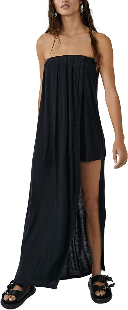 Free People Summer Fling Solid Romper Washed Black