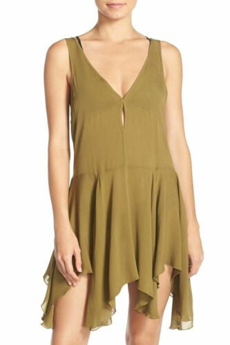 Free People Double Down Handkerchief Keyhole Plunge Slip Dress