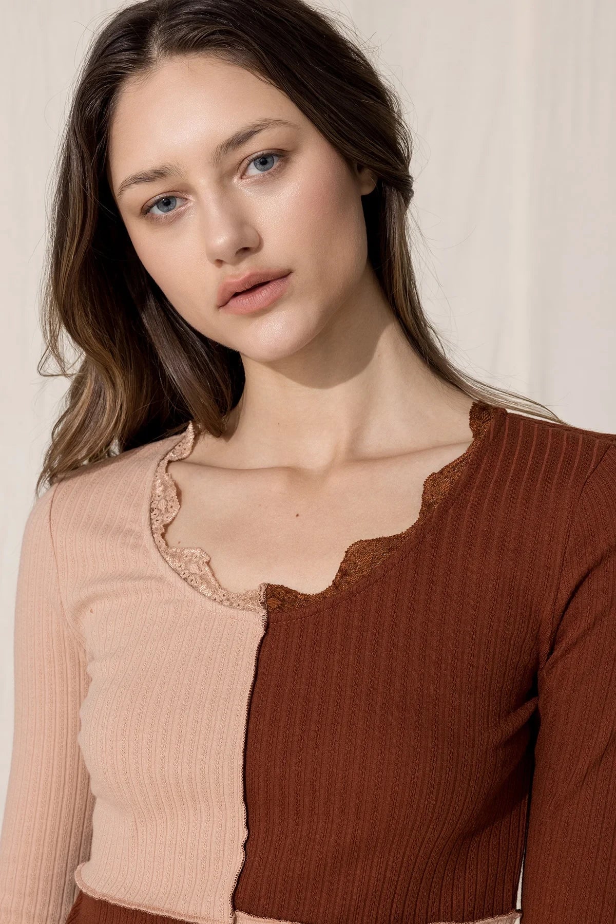 Miss Me Multi Brown Color Block Top
