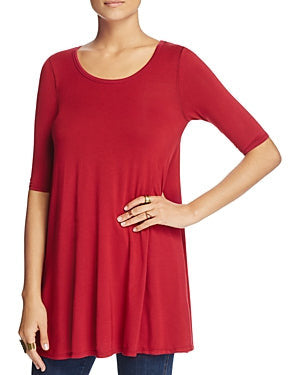Free People Women's Medium Solid Knit Tunic Top Blouse Red