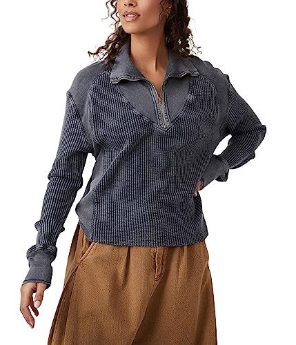 Free People Ashton Zip Thermal - Charcoal
