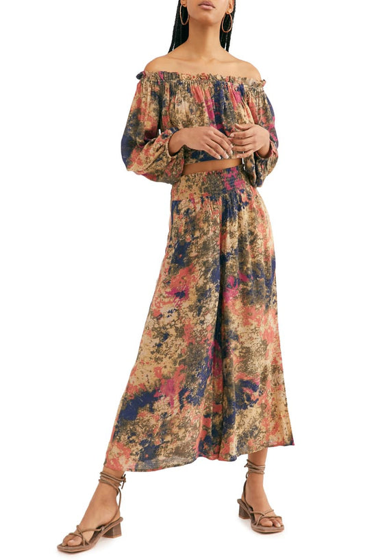 Free People The Sun Off The Shoulder Top & Smocked Pants
