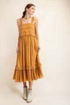 Easel Cami Long Dress in Hot Mustard