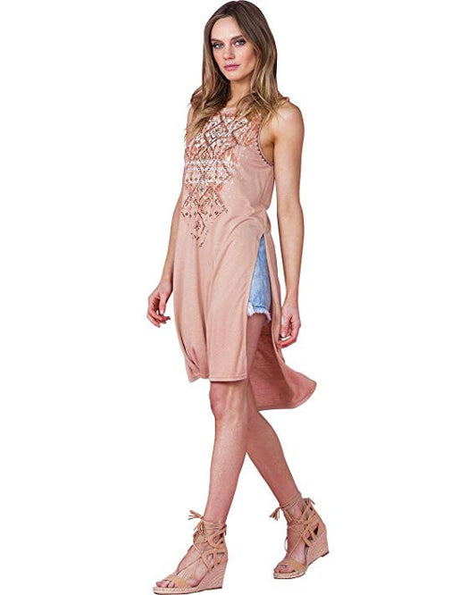 Miss Me Women's High Low Printed Tunic
