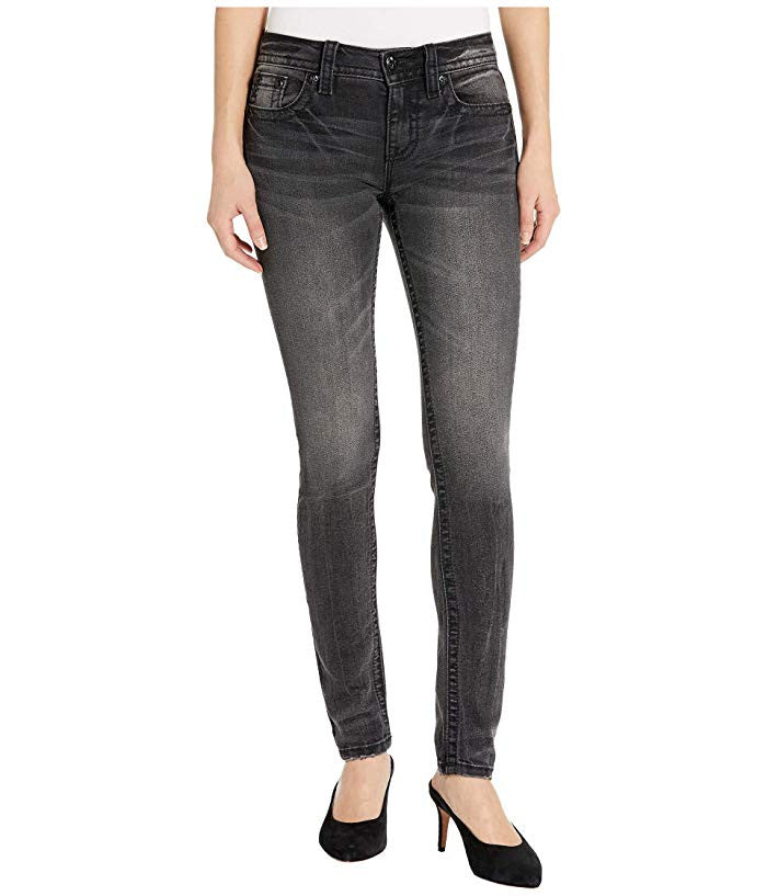 Miss Me Wing Fleur De Lis Hailey Skinny Jeans in Grey Women's Jeans