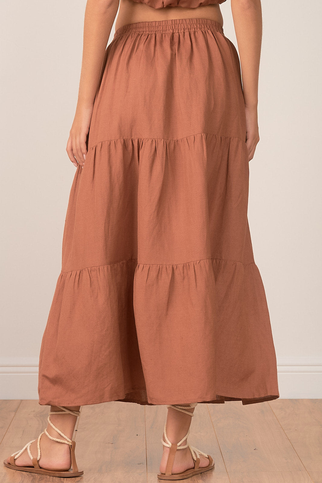 Elan Linen Maxi Tiered Women's Skirt