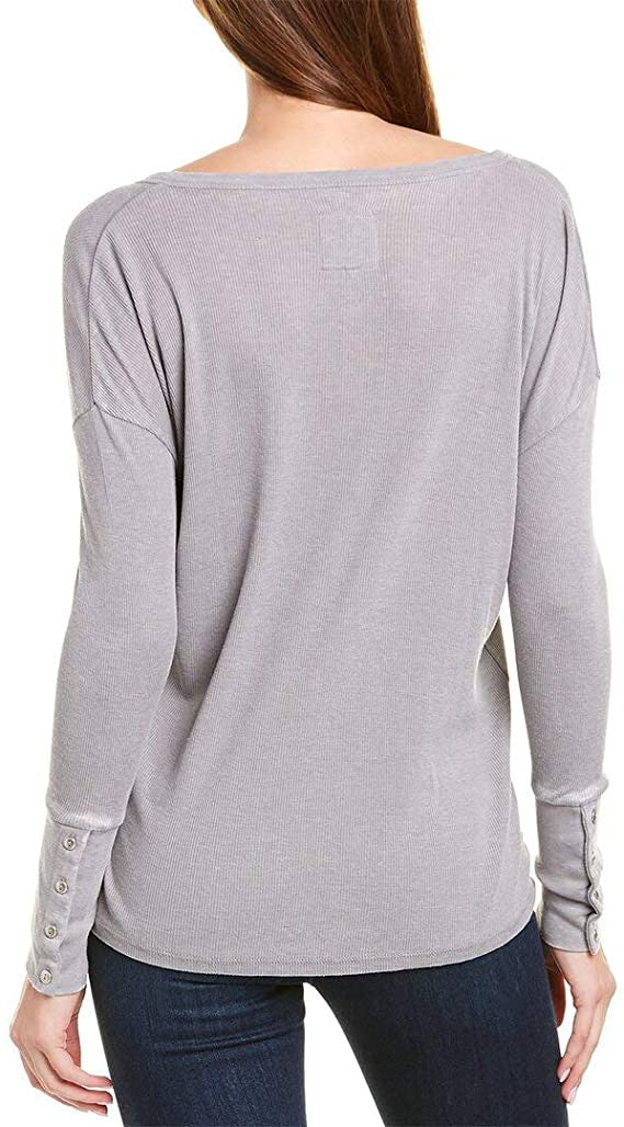 Chaser Vintage Nickel Gray Henley Women's Sweater