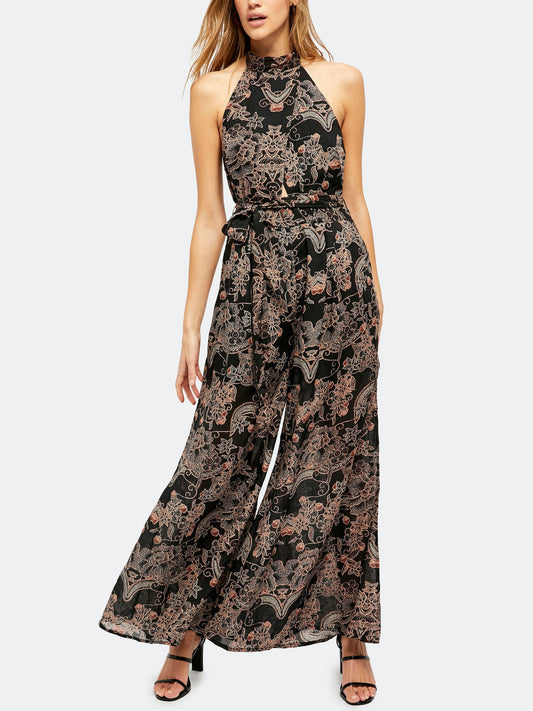 Free People Kissing Sunlight Jumpsuit, Black Combo