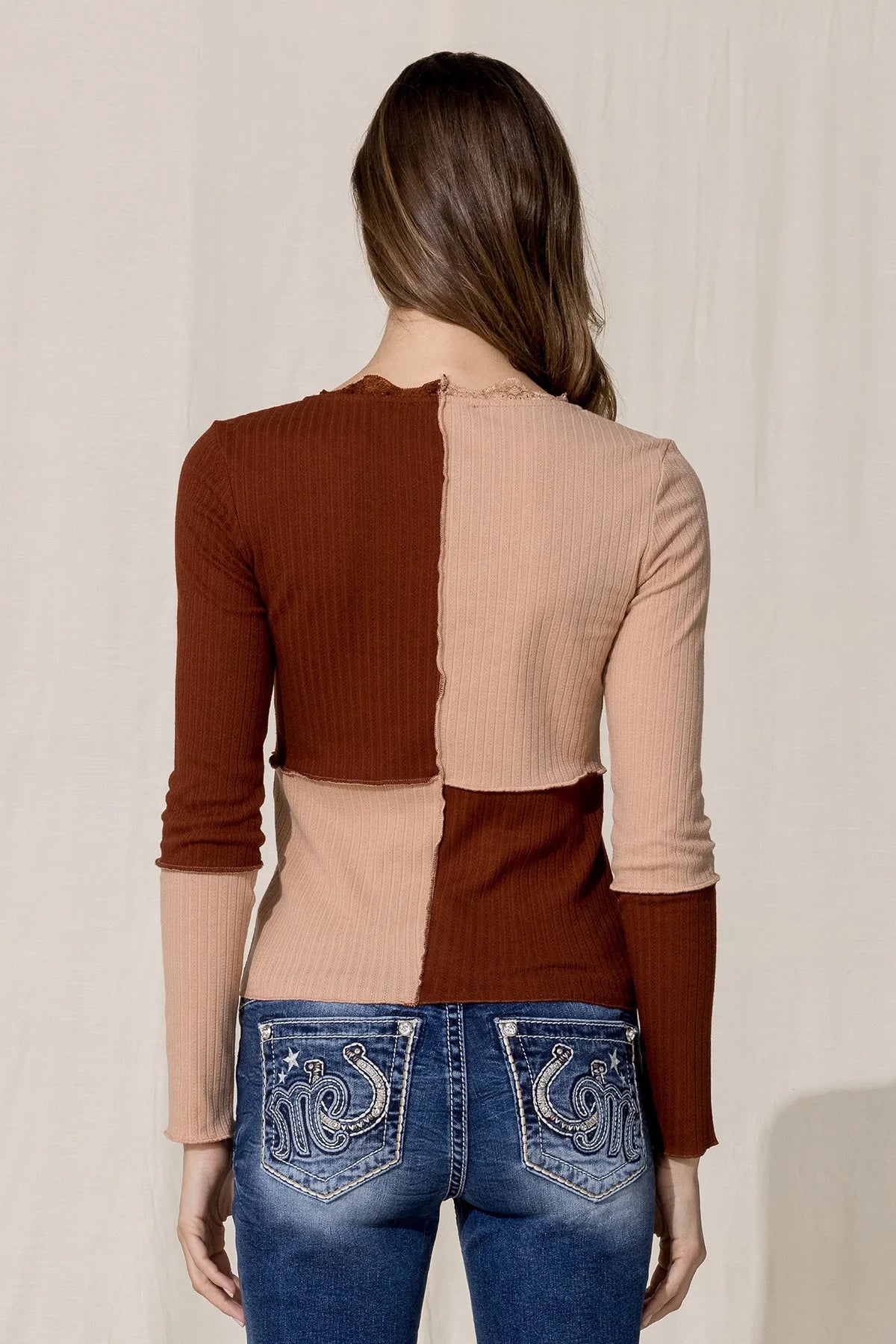 Miss Me Multi Brown Color Block Top