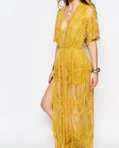 Wishlist The Aubrey Dress in Mustard