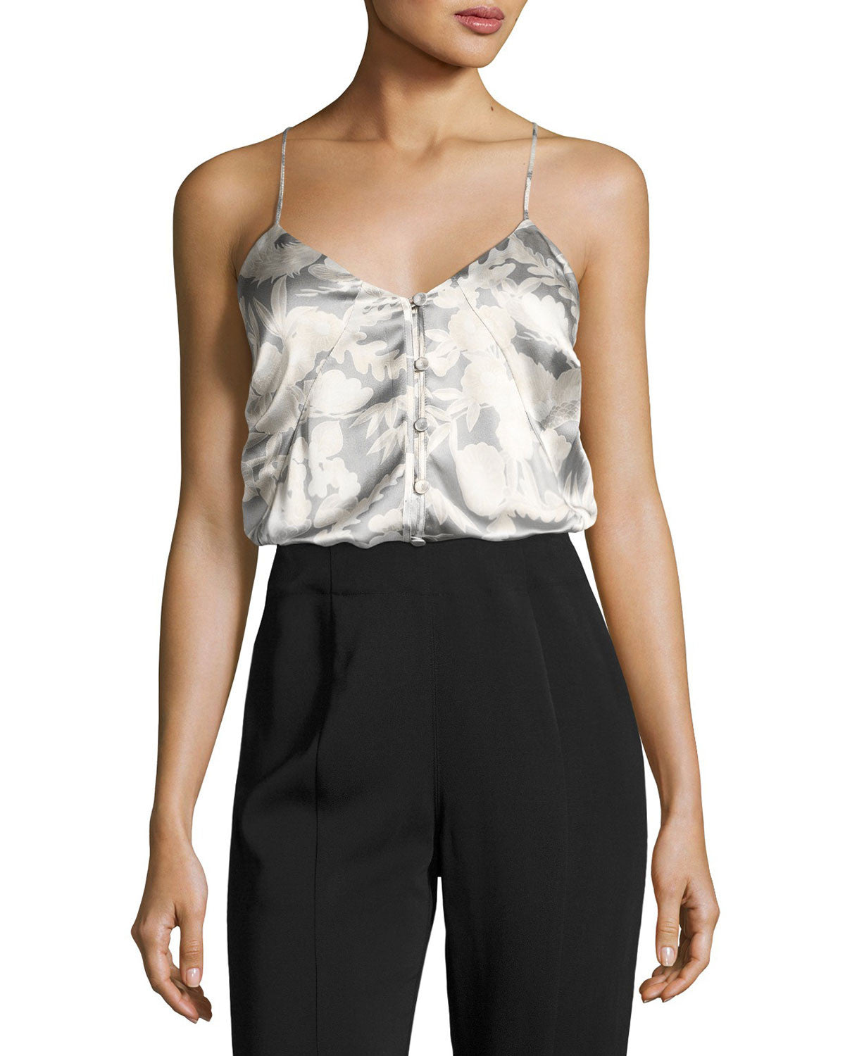 Elizabeth and James Carlo P. Button-down Silk Camisole Tank - White In Powder