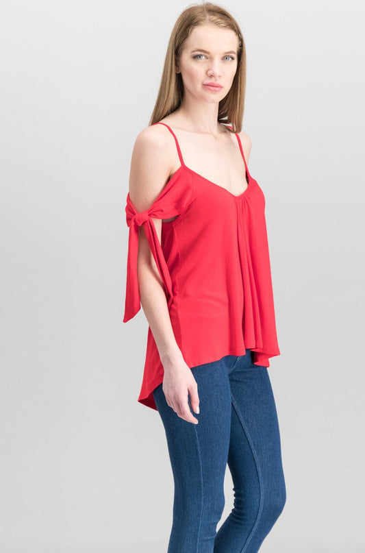Free People Believe Me Cold Shoulder Tee Red