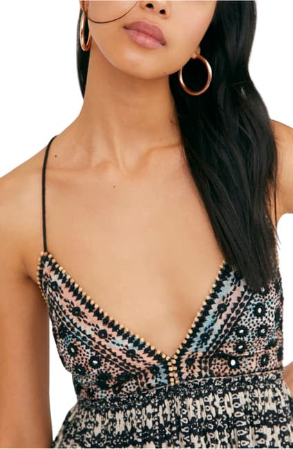 Free People Black Combo Good Vibes MIDI Dress