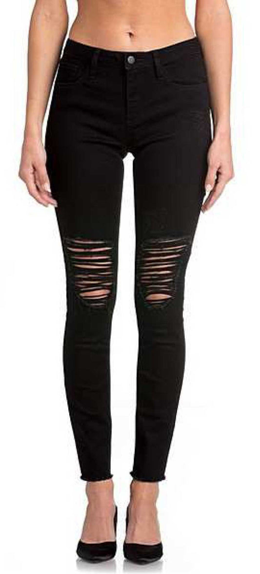 Miss Me Stretchy Distressed Black Skinny Jeans